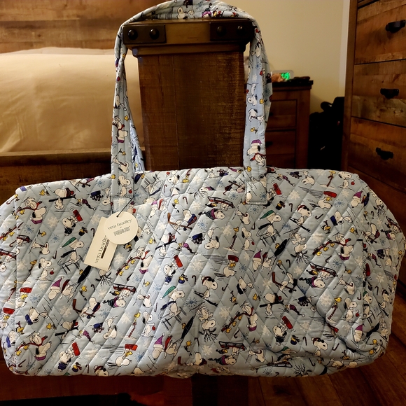 Peanuts Large Travel Duffel - Ski Jump Snoopy Winter Sky - Picture 2 of 6